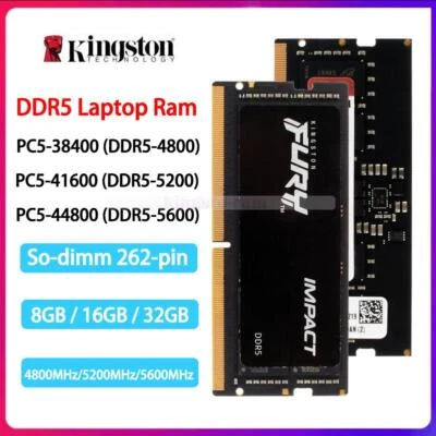Kingston FURY 8GB 16GB 32GB 64GB DDR5 4800 5200 5600 MHz SO-DIMM Laptop Speicher - Bild 1 von 4