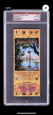 1997 SUPER BOWL 31 XXXI Full Ticket PSA 8 NM-MT Gold Packers, LOW POP, RARE!!! - Image 1 of 2