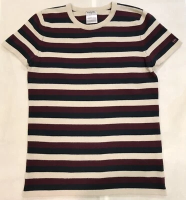 CHANEL 06C CACHEMIR RAYAS TOP CAMISA SUÉTER PARA CHAQUETA CÁRDIGAN 38 Foto 1 de 4