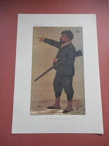 VANITY FAIR PRINT SHOOTING GAME HUNTERS BEST GAME SHOT IN ENGLAND EARL DE GREY - Picture 1 of 1