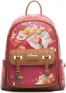 Disney Snow White & The Seven Dwarfs 11" Vegan Leather Fashion Mini Backpack - Picture 1 of 9