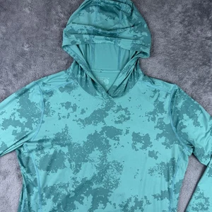 Mountain Hardwear Hoodie Womens XL Teal Camo Long Sleeve Zip Pocket Thumbholes - Picture 1 of 9