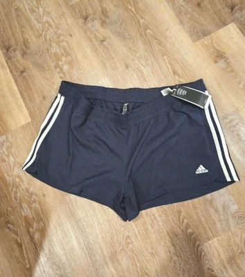 Nwt Adidas Women's Navy Blue Activewear Shorts with White Stripes - Image 1 of 3