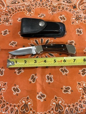 Cuchillo vintage Buck 112 2 puntos níquel plata - hermoso - 1974 a 1980, con funda Foto 1 de 4