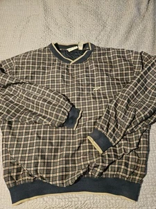Vintage 90's Reebok Golf Pullover Blue/Beige Plaid Windbreaker Mens Size L 🔥 - Picture 1 of 7