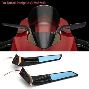 For Ducati Panigale V4 V4S V4R Motorcycle CNC Side Mirrors with LED Light Fits - Picture 1 of 11