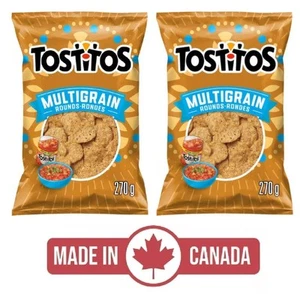 2-Pack Tostitos Multigrain Tortilla Chips (270g) Dipping Snack Corn Round Canada - Foto 1 di 2