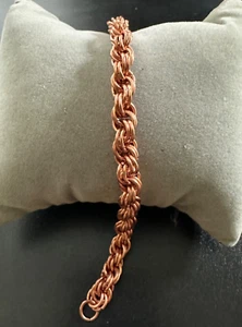 Men or Women Copper Rope Bracelet 7" Long Made with 8" Gage Copper - Picture 1 of 2