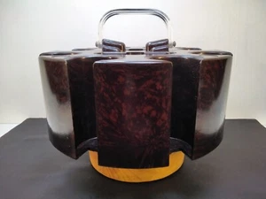 Vintage Bakelit drehbarer Poker Chip Karten Caddy Holzsockel G-P St. Louis - Bild 1 von 7