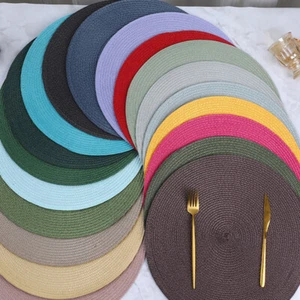 38cm Woven Table Place Mats Round Place Mat Dining Tableware Washable Dinner  - Picture 1 of 28