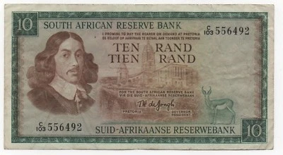 SOUTH AFRICA 10 RAND 1967 PICK 113 C LOOK SCANS - Image 1 of 2