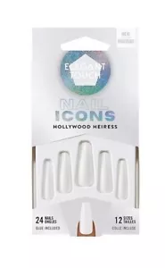 KIT ICONE UNGHIE FINTE ELEGANTE TOUCH 24 UNGHIE E COLLA HOLLYWOOD EREDITIERA IN SCATOLA - Foto 1 di 1