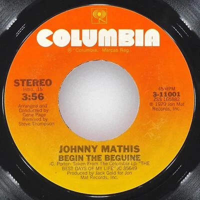 JOHNNY MATHIS Begin The Beguine / Gone, Gone, Gone COLUMBIA 3-11001 NM 45 7" - Image 1 of 4