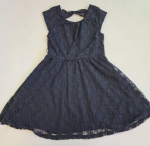 Holiday Edition Dress Girls Small 6X navy Blue Lace Open Back Cap Wedding - Picture 1 of 6