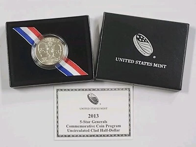 2013-S 5-STAR GENERALS COMMEM BEAUTIFUL UNCIRCULATED HALF DOLLAR OGP COA - Image 1 of 3
