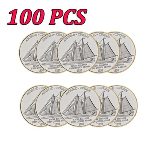 100PCS 1839 Civil War Boat Amistad USA Gold &Silver American Challenge Coin - Picture 1 of 8
