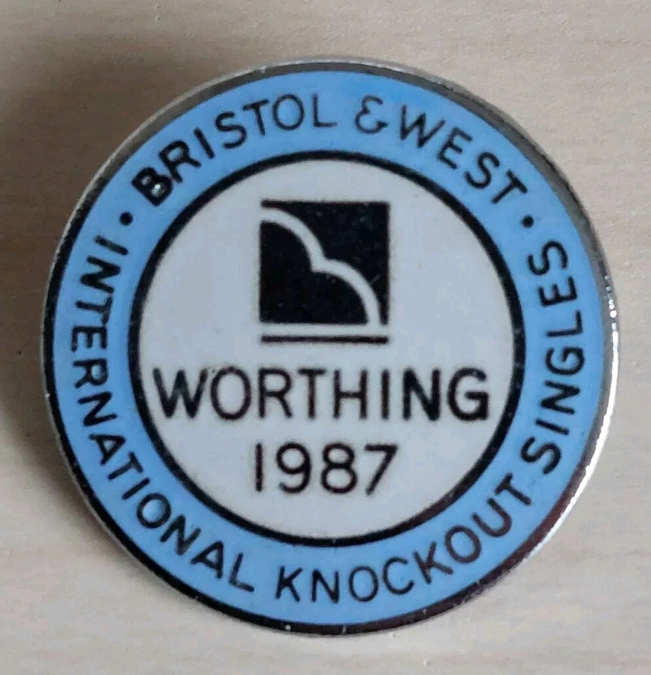Vintage Bowling Enamel Pin Badge International Knockout Singles Worthing 1987  - Image 1 of 2