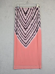 AFRM Felix Skirt Womens M Coral Pencil Power Mesh Tie Dye Stretch Midi Boho Indy - Picture 1 of 14