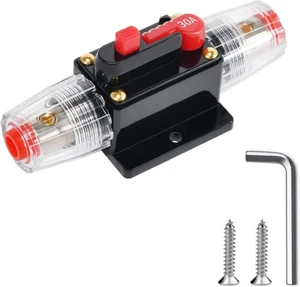 30A Auto Inline Sicherung Leitungsschutzschalter Halter manueller Reset für Marine Trolling Mot - Bild 1 von 12