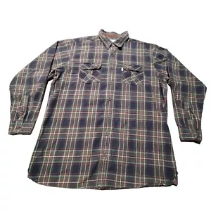 Bob Timberlake Shirt Mens XLT Green Blue Heavy Cotton Long Sleeve Shirt Button - Picture 1 of 7