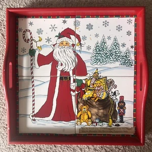 JCPenny Santa with Toys Ceramic Tile Tray - Picture 1 of 8