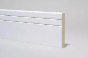 Skirting Board White Primed MDF Chamfered 2 VGrooves 119 x 14 x 2700mm - Picture 1 of 1