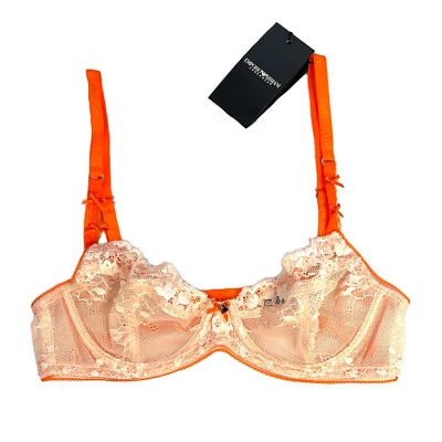 Sujetador EMPORIO ARMANI para mujer con correa ajustable con cable y encaje naranja 32B (precio de venta sugerido por el fabricante 98 USD) Foto 1 de 4