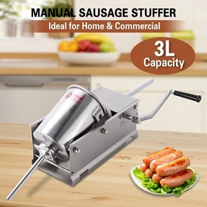 Hakka Horizontal 3L 7LBS Sausage Stuffer Stainless Steel Meat Maker Press Filler - Picture 1 of 7