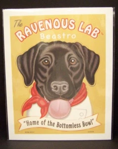 Labrador Retriever "Ravenous Lab Bistro" Retro Pets 8x10 Art Print Krista Brooks - Picture 1 of 2