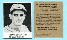 1942 Playball Baseball Card #23 Frank Crespi -- St Louis Cardinals