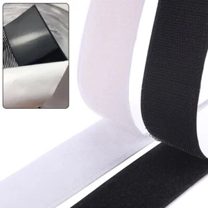 Hook And Loop Double Sided Adhesive Tape Sticky Strapping Black/ White 1m-Length - Picture 1 of 21