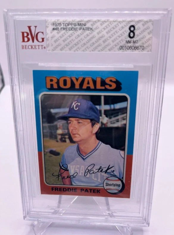 1975 Topps Mini Freddie Patek Beckett BVG 8 NF-MT Rare Vintage Royals Slab #48 - Image 1 of 2