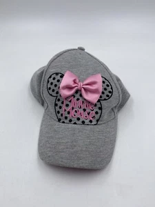Minnie Mouse Grey Black Polka Dot Baseball Hat Cap + Pink Bow - Picture 1 of 3