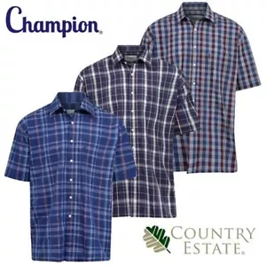 MENS SHORT SLEEVE CHAMPION WHITBY CASUAL HUNTING OUTDOOR COTTON HEAVY SHIRT - Picture 1 of 10