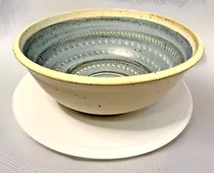 Ciotola ceramica artistica lanciata a mano smalto blu vortice 2 quarti firmata 4" x 10" - Foto 1 di 9