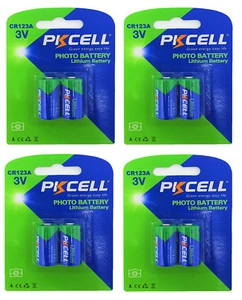 8 x CR123A Lithium Batterie ( 4 Blistercards a 2 Batterien) Markenware PKCELL - Bild 1 von 1