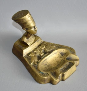 Messing Ascher "Nofretete" Ägypten Aschenbecher 538 Gramm Fach #F2 - Picture 1 of 5