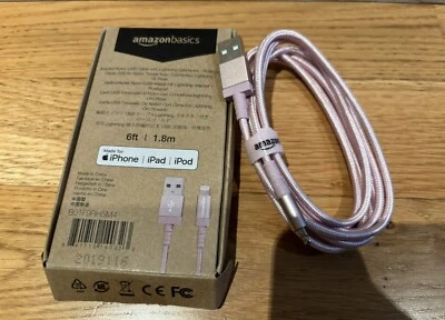 NWT Amazon Basics Charging cord in Rose Gold- 6 feet for iPhone or iPad. - Image 1 of 4