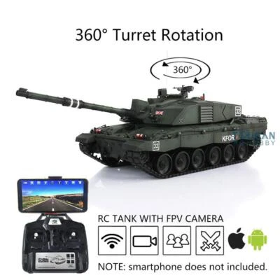 Henglong 1/16 7.0 Metal Challenger II RTR IR BB RC Tank 3908 FPV 360° Turret - Image 1 of 4