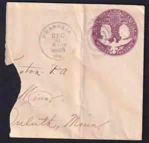 USA 1890s Columbus & Liberty part Postal Envelope sc#U349, duplex cancel - Picture 1 of 1