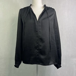 Loft Women’s Top Blouse Shirt Black Long Sleeve V Neck Size Small - Picture 1 of 5