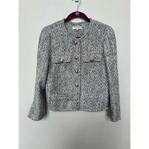 Derek Lam Collective Braeton Tweed Button Front Jacket Gray Women's Sz 4 Wool