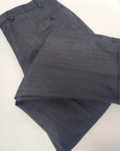 Lauren Ralph Lauren Wool Pants Gray Herringbone Teal Stripes 38x32 Cuffs Pleated - Picture 1 of 17