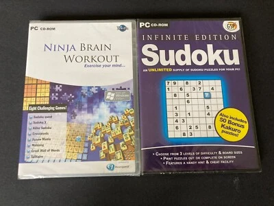 SUDOKU Infinite Edition & Ninja Brain Workout PC CD-ROM (New & Sealed Free P&P) - Image 1 of 2