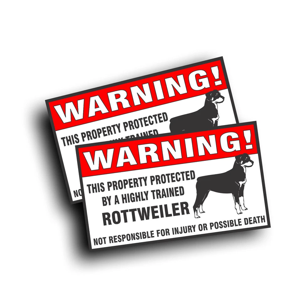 2X Warning Decal Trained Rottweiler Guard dog pet bumper window Fence Sticker - Image 1 of 1