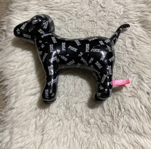 10” PINK Victoria Secret Stuffed Dog Plush Patent Black White Logo Large Size - Picture 1 of 7