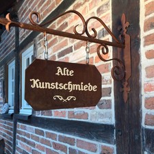 Vintage Ladenschild Schnörkel Schild Metall - Geschäftsschild Werbeaushang