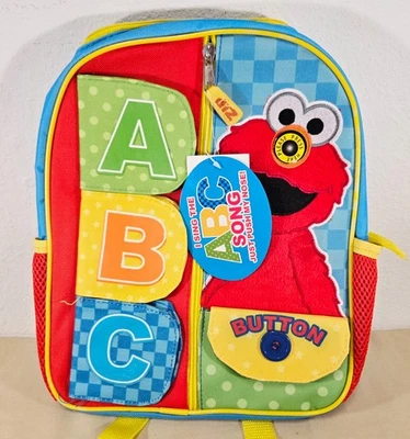 Mochila escolar infantil interativa Sesame Street Elmo ABC 12" nova - Imagem 1 de 4