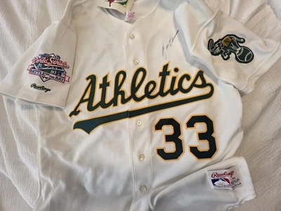 JOSE CANSECO 1989 OAKLAND A'S WORLD SERIES RAWLINGS SIGNED  AUTHENTIC JERSEY JSA - Image 1 of 4