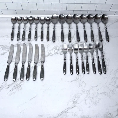 29 Piezas HAMPTON Plateros Bistro Gris Inoxidable Cubiertos Dañados ¡Ver Fotos! Foto 1 de 4